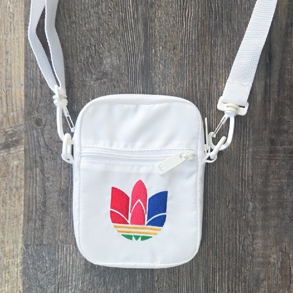 Adidas White Crossbody Festival Bag with Pride Trefoil